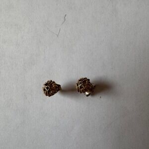 Unique Lion Head Stud Earrings Gold Tone Textured Detailed Vintage Inspired